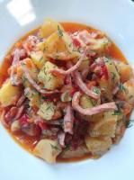 Жаркое с копченными  колбасками 